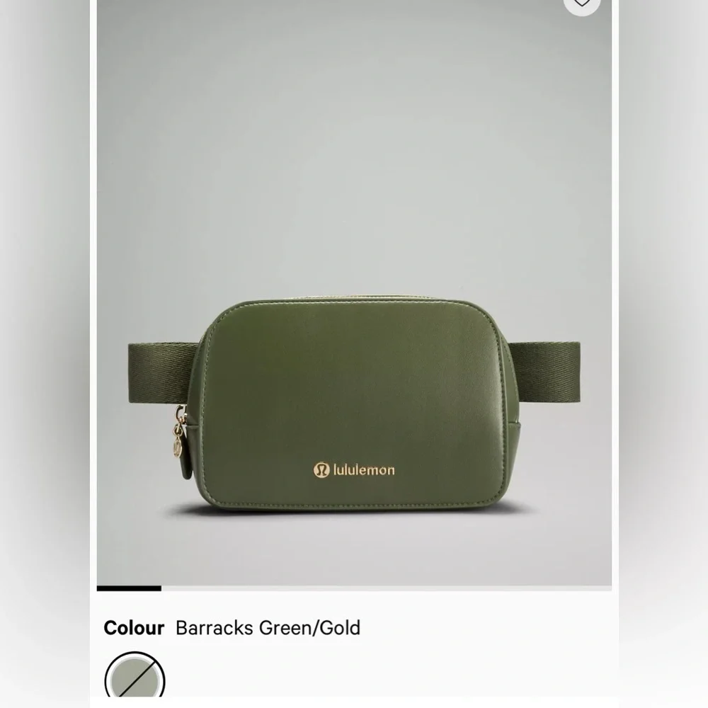 NWT Lululemon Belt Bag Alternative Leather Barracks green/gold‎